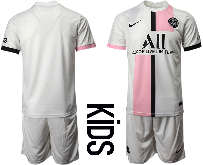 Youth 2021-2022 Club Paris St German away white blank Soccer Jersey->youth soccer jersey->Youth Jersey